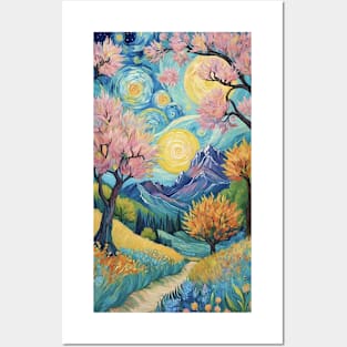 Starry Night Symphony: Van Gogh-Inspired Landscape Posters and Art
